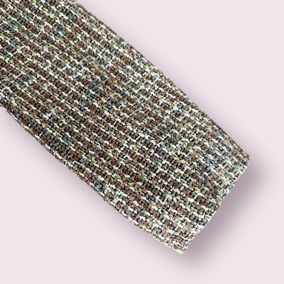 Women’s Vintage Newport News Brown Blue Tweed Faux Button Front Blazer Size 10 - Picture 7 of 12